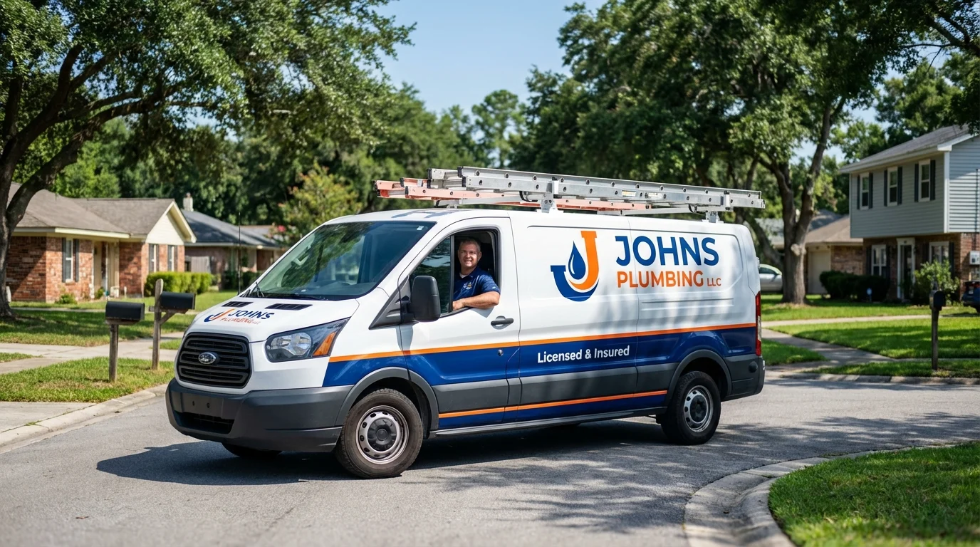 Johns Plumbing LLC service van in Mountain View, MO